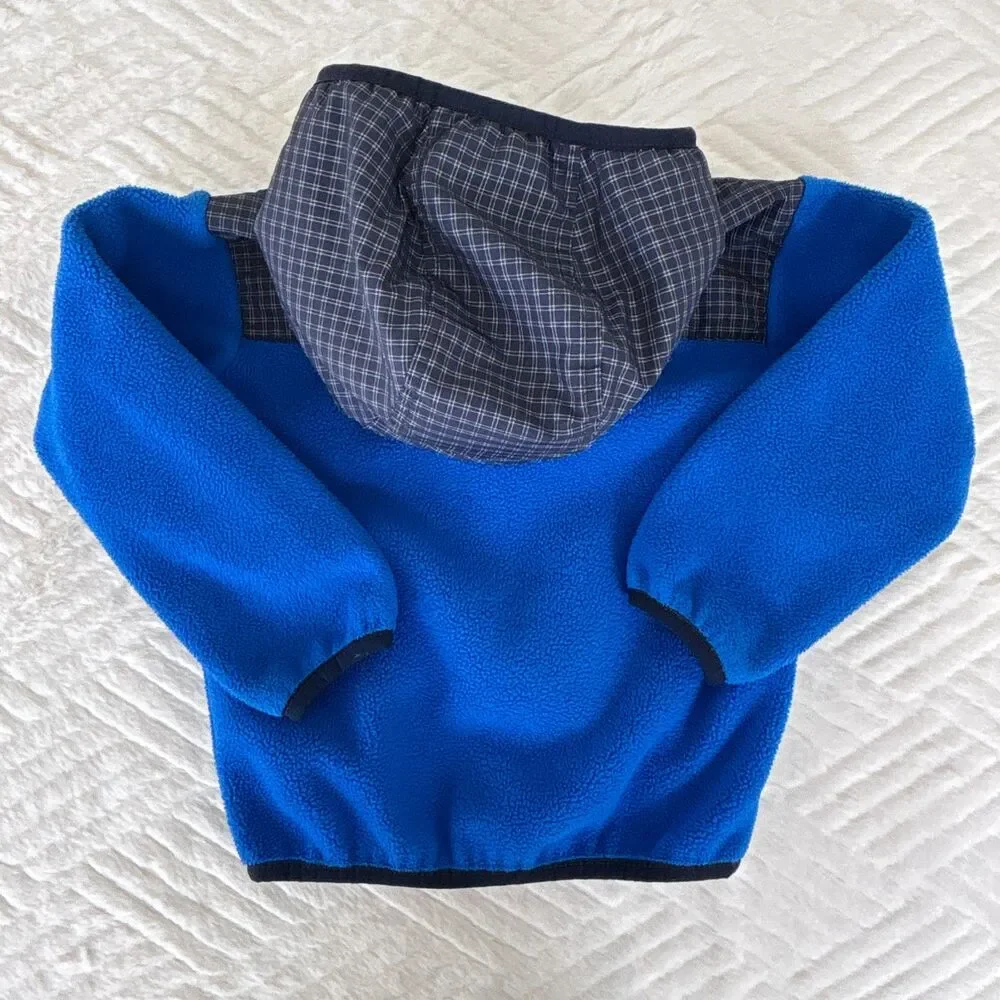 The North Face Toddler 2T Denali Hooded Fleece Jacket Blue Plaid Full Zip Kids